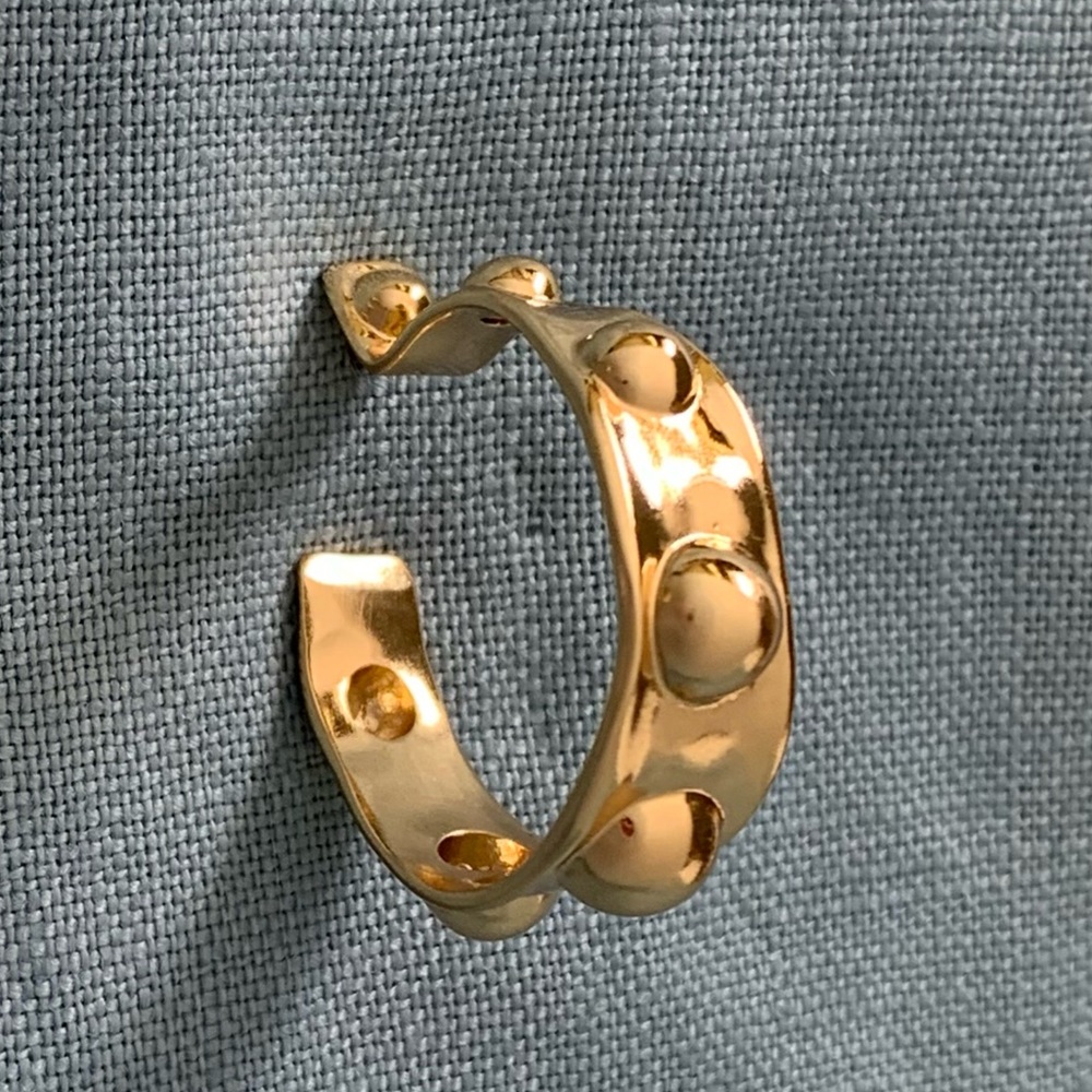 ALEXIS BITTAR • Large Gold Molten Metal Dot Pavé Crystal Studded Hoop Earrings - Picture 12 of 12